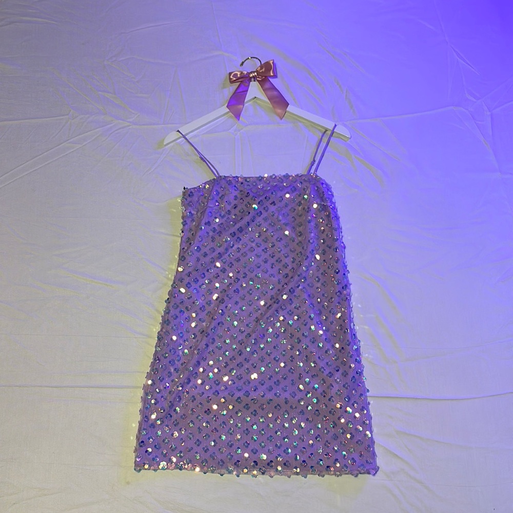 Purple sequence mini dress